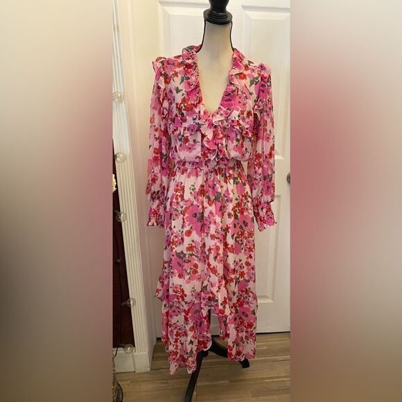 Misa Los Angeles Pink Floral Midi Dress - Picture 4 of 16